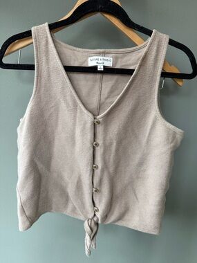 Madewell Beige Tie-Front Tank Top
